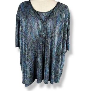 Y2K Womens Abstract Top Plus Size 2X Statement Funky Edgy Artsy Edgy Indie 2000s